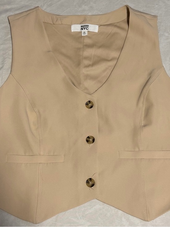 Jackets & Blazers - Madden NYC Beige Button Front Vest